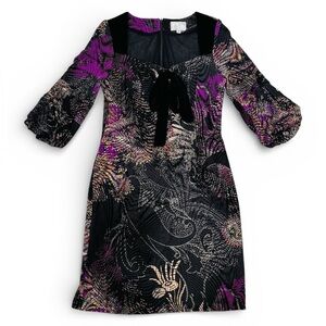 Vintage 90s Alberto Makali Mesh Velvet Dress Unicorn Label Made in USA Size 10